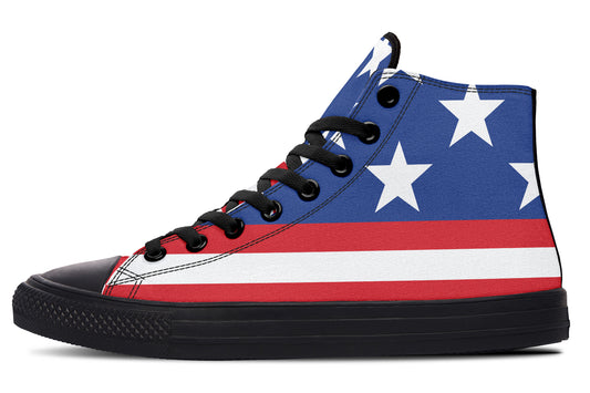 American Flag Large High Tops ( Black or White Sole )