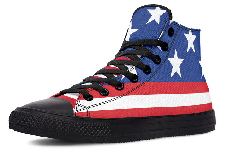 American Flag Large High Tops ( Black or White Sole )