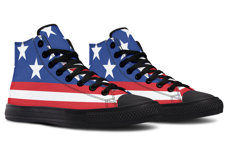 American Flag Large High Tops ( Black or White Sole )