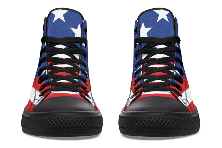 American Flag Large High Tops ( Black or White Sole )