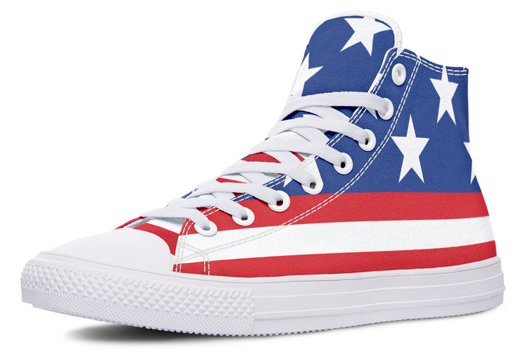 American Flag Large High Tops ( Black or White Sole )