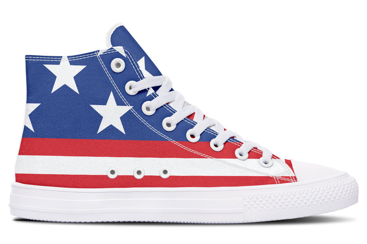 American Flag Large High Tops ( Black or White Sole )