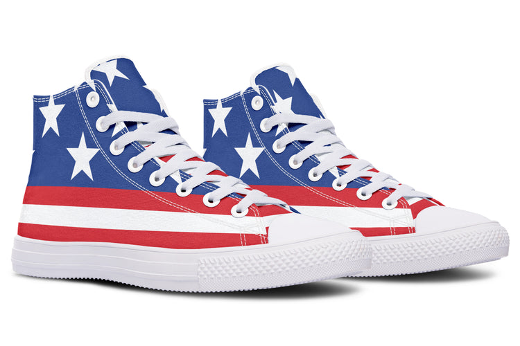 American Flag Large High Tops ( Black or White Sole )