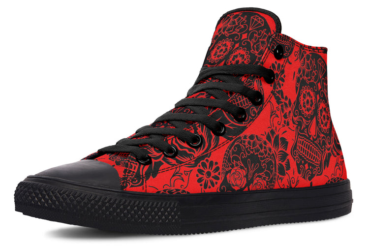 Calavera Red High Tops ( Black or White Sole )