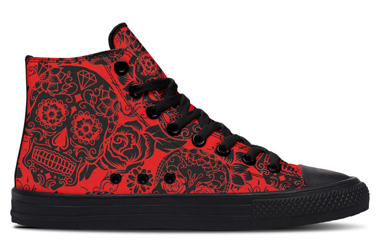 Calavera Red High Tops ( Black or White Sole )