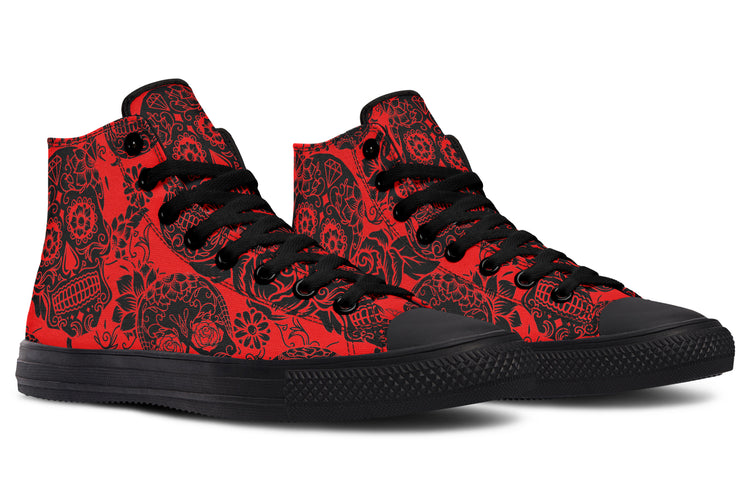 Calavera Red High Tops ( Black or White Sole )