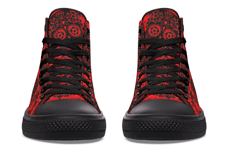 Calavera Red High Tops ( Black or White Sole )