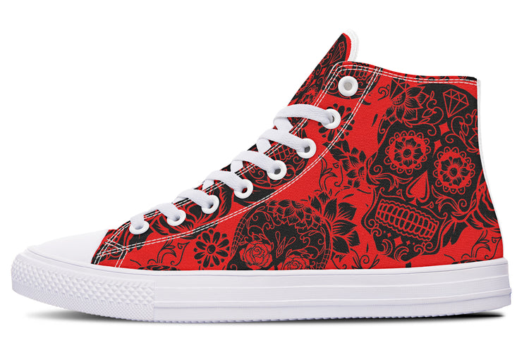 Calavera Red High Tops ( Black or White Sole )