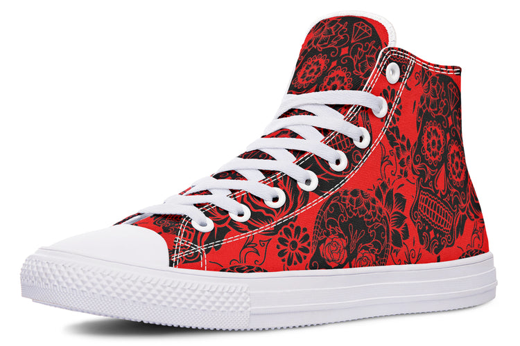 Calavera Red High Tops ( Black or White Sole )