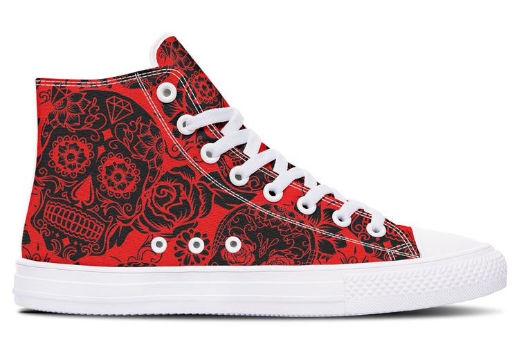 Calavera Red High Tops ( Black or White Sole )