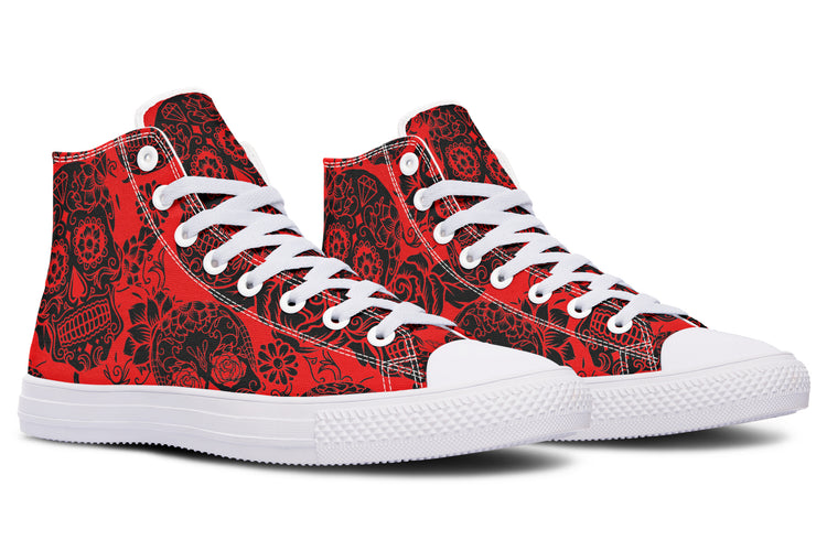 Calavera Red High Tops ( Black or White Sole )