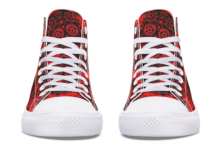 Calavera Red High Tops ( Black or White Sole )