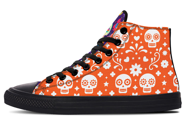 Dia de los Muertos High Tops ( Black or White Sole )