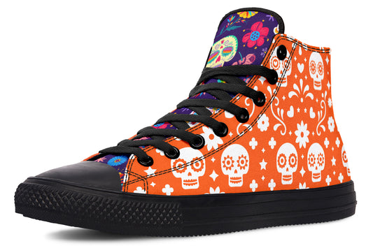 Dia de los Muertos High Tops ( Black or White Sole )