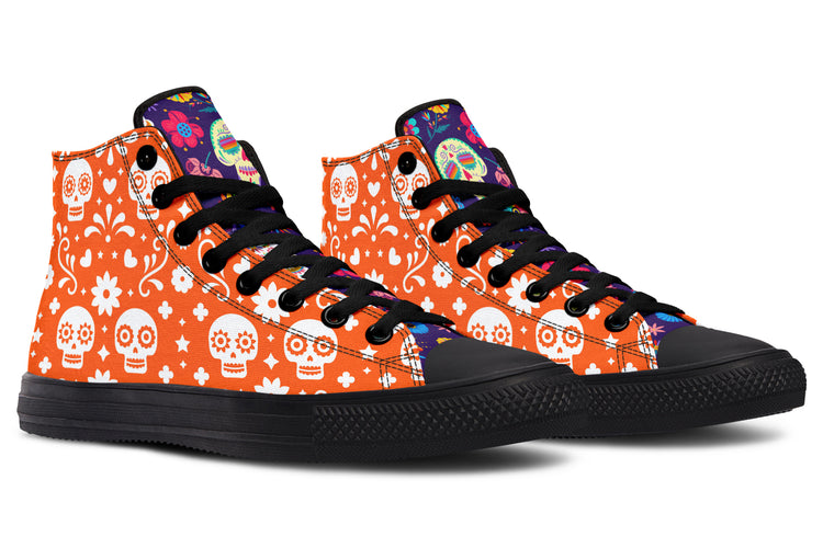 Dia de los Muertos High Tops ( Black or White Sole )