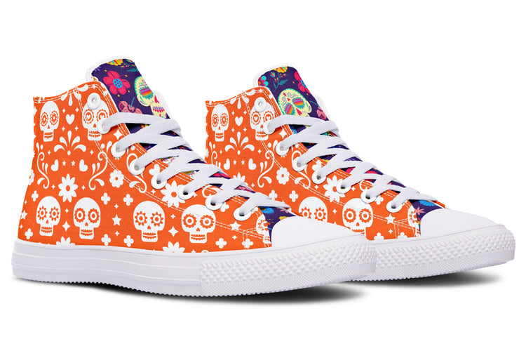 Dia de los Muertos High Tops ( Black or White Sole )