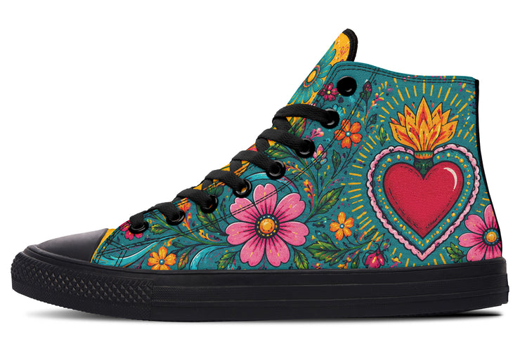 Corazón Y Calacas High Tops ( Black or White Sole )
