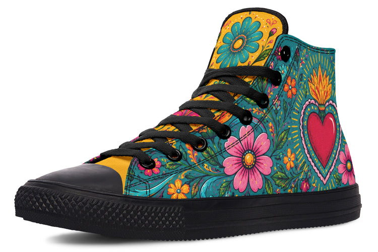 Corazón Y Calacas High Tops ( Black or White Sole )