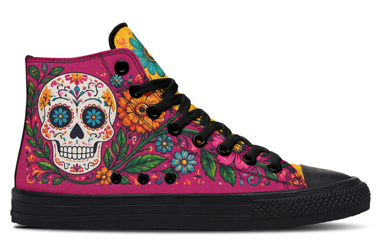 Corazón Y Calacas High Tops ( Black or White Sole )