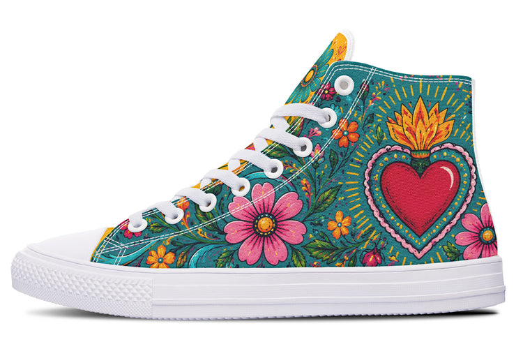 Corazón Y Calacas High Tops ( Black or White Sole )