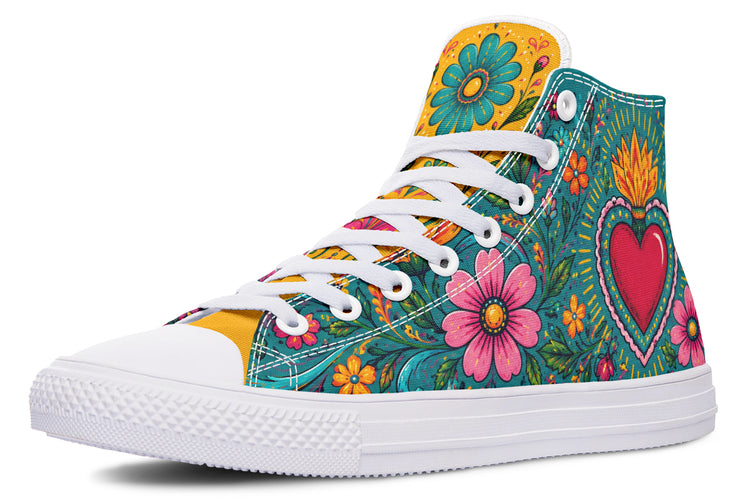 Corazón Y Calacas High Tops ( Black or White Sole )