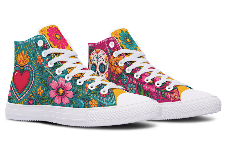 Corazón Y Calacas High Tops ( Black or White Sole )