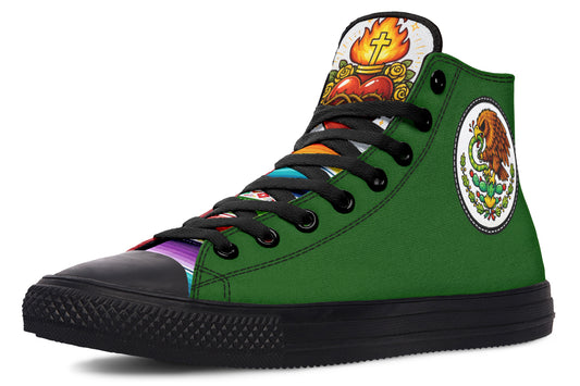 Mexican Flag Eagle Sacred Heart Serape Hightops