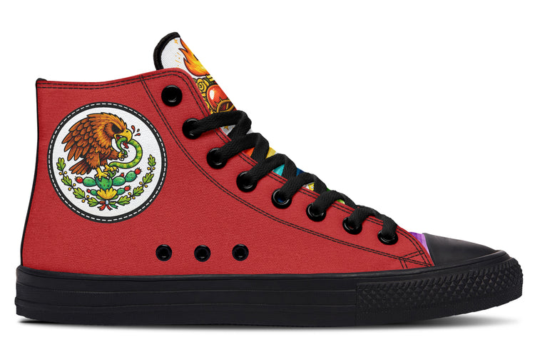 Mexican Flag Eagle Sacred Heart Serape Hightops ( Black or White Sole )