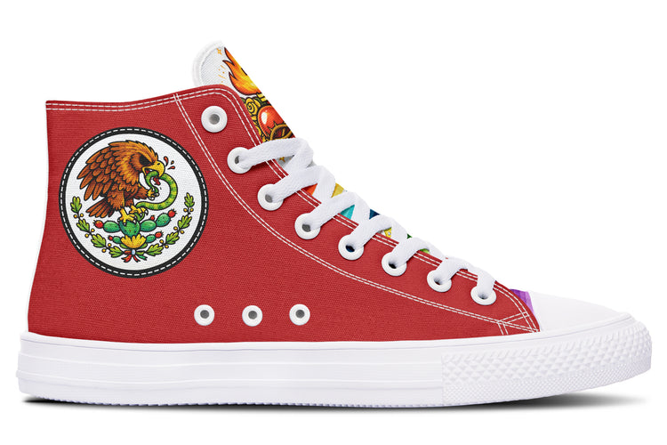 Mexican Flag Eagle Sacred Heart Serape Hightops ( Black or White Sole )