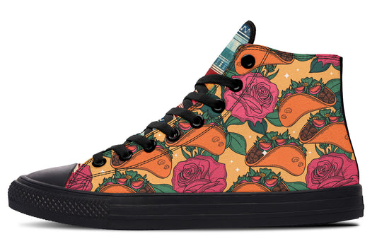 Tacos Y Rosas High Tops ( Black or White Sole )