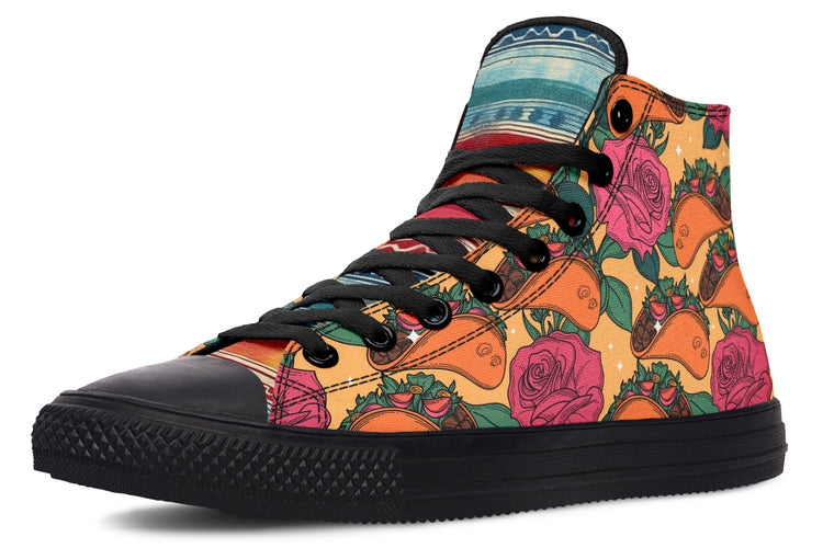 Tacos Y Rosas High Tops ( Black or White Sole )