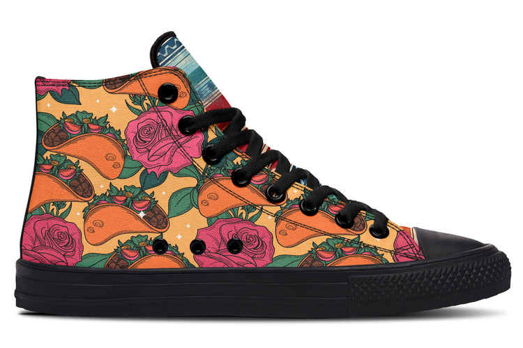 Tacos Y Rosas High Tops ( Black or White Sole )