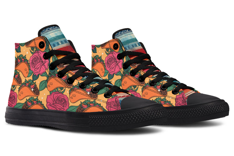 Tacos Y Rosas High Tops ( Black or White Sole )