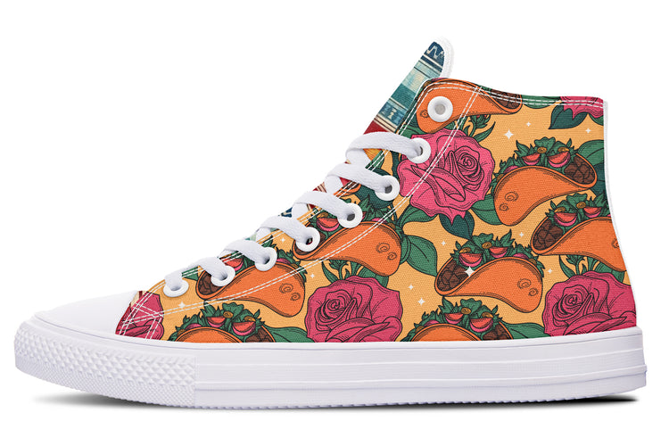 Tacos Y Rosas High Tops ( Black or White Sole )