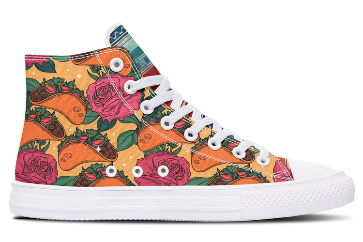 Tacos Y Rosas High Tops ( Black or White Sole )