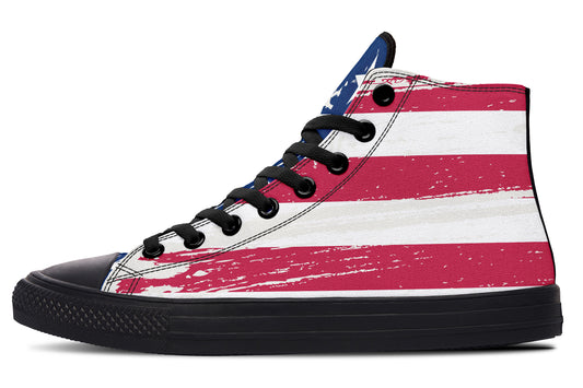 Vintage Flag Large High Tops ( Black or White Sole )