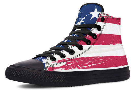 Vintage Flag Large High Tops ( Black or White Sole )