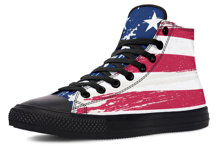 Vintage Flag Large High Tops ( Black or White Sole )