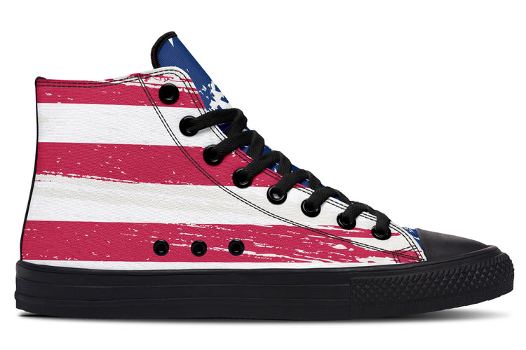 Vintage Flag Large High Tops ( Black or White Sole )