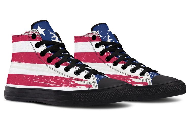 Vintage Flag Large High Tops ( Black or White Sole )