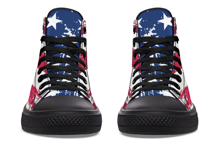 Vintage Flag Large High Tops ( Black or White Sole )