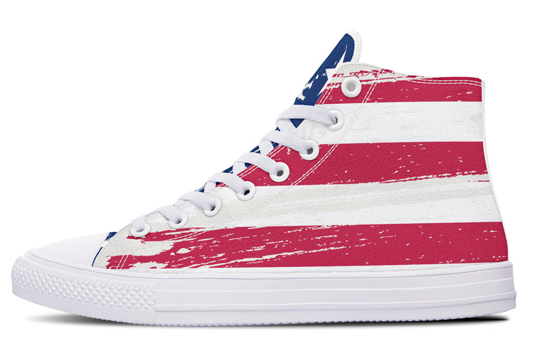 Vintage Flag Large High Tops ( Black or White Sole )