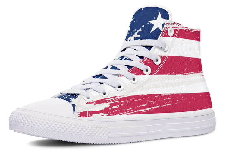 Vintage Flag Large High Tops ( Black or White Sole )