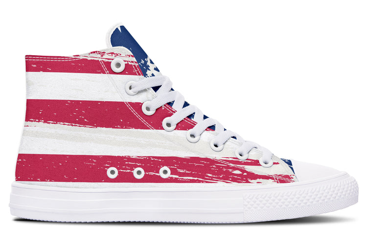 Vintage Flag Large High Tops ( Black or White Sole )