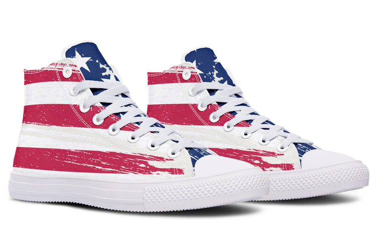 Vintage Flag Large High Tops ( Black or White Sole )