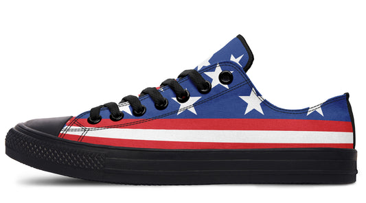 American Flag Large Low Tops ( Black or White Sole )