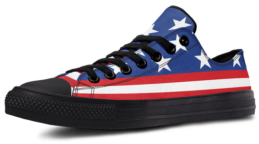 American Flag Large Low Tops ( Black or White Sole )