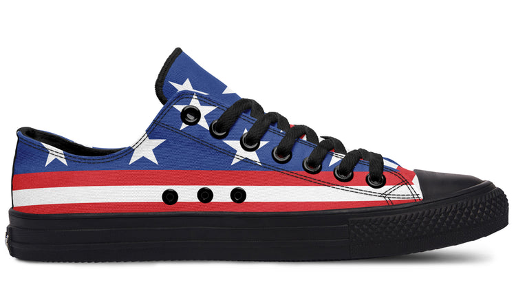 American Flag Large Low Tops ( Black or White Sole )