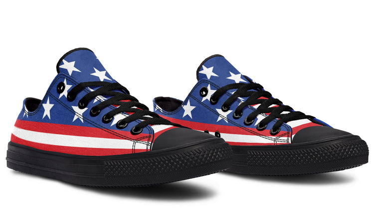 American Flag Large Low Tops ( Black or White Sole )