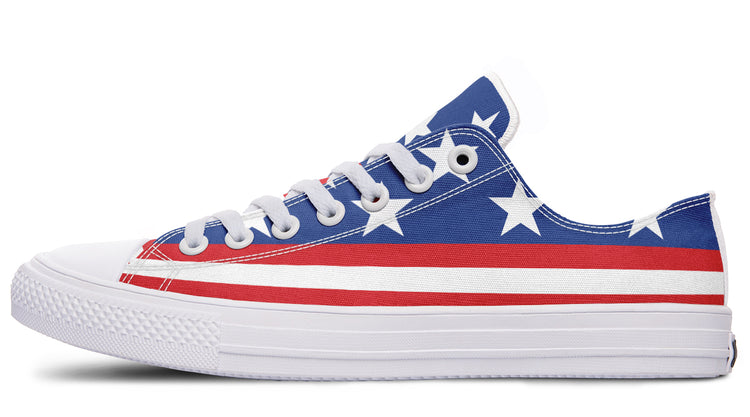 American Flag Large Low Tops ( Black or White Sole )